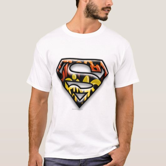 T-shirt Superman S-Shield | Logo de graffiti en noir (Devant)
