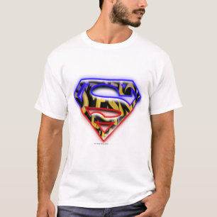 T-shirt Superman S-Shield   Logo Graffiti rouge violet