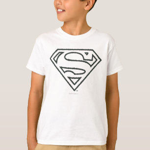 T-shirt Superman S-Shield Logo Grunge Black Outline
