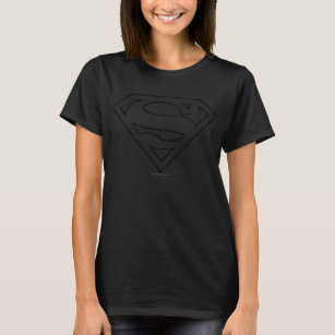 T-shirt Superman S-Shield   Logo Simple Black Outline