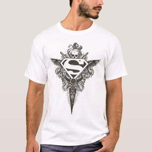 T-shirt Superman Stylisé | Logo blanc étoile et crâne (Devant)