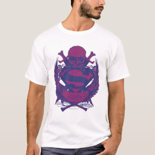 T-shirt Superman Stylisé  Logo du crâne mauve et rose