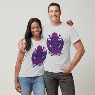 T-shirt Superman Stylized Purple and Pink Skull Logo