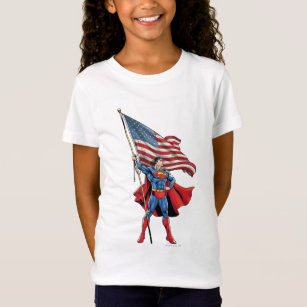 T-Shirt Superman tenant le drapeau américain