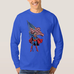 T-shirt Superman tenant le drapeau américain