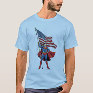 T-shirt Superman tenant le drapeau américain