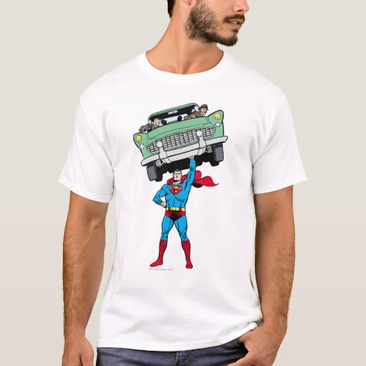 T-shirt Superman tient une voiture (Devant)