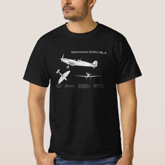 T-shirt Supermarine Spitfire - Plan d'avion ABD (Devant)