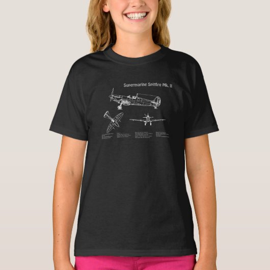 T-shirt Supermarine Spitfire - Plan directeur de l'avion P (Devant)
