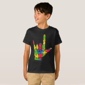 T-shirt Support Autism Love Sign Language (Devant entier)