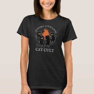 T-shirt Support de votre culte de chat local Occult Black 