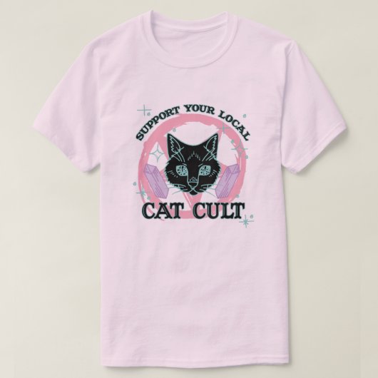 T-shirt Support de votre culte de chat local - Pink Pastel (Design devant)
