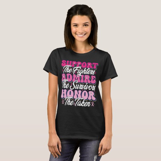 T-shirt Support en ruban rose Admirez la sensibilisation a (Devant entier)