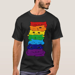 T-shirt Support LGBQ de la jolie pile de chats Gay Rainbow