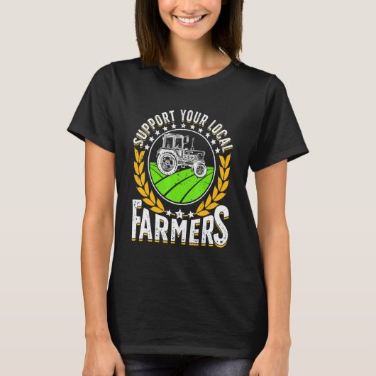 T-shirt Support Local   Farmer Retro Farming Men Women Far (Devant)
