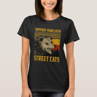T-shirt Support Local Street Cats Raccoon Skunk