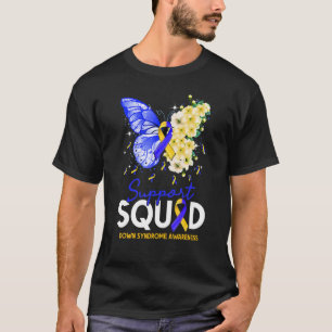T-shirt Support Papillon bleu jaune Ruban vers le bas Sy