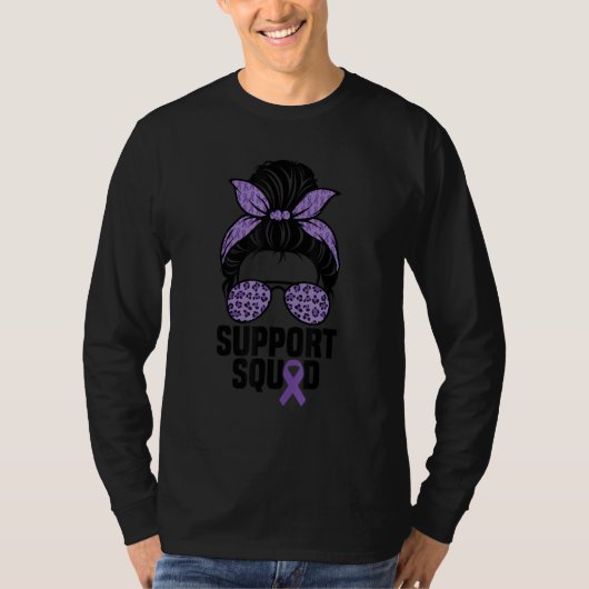 T-shirt Support Squad Messy Bun Alzheimer Sensibilisation (Devant)