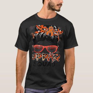 T-shirt Support Squad Messy Bun Butterfly Orange Ribbon Le