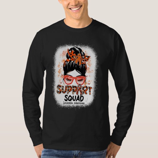 T-shirt Support Squad Messy Bun Butterfly Orange Ribbon Le (Devant)