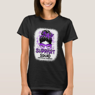 T-shirt Support Squad Messy Bun Butterfly Purple Ribbon Wi
