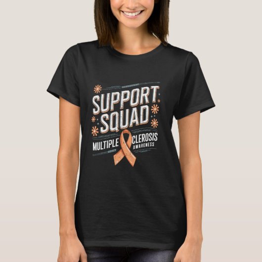 T-shirt Support Squad Orange Ribbon Multiple Sclerosis Awa (Devant)