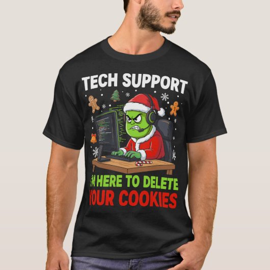 T-shirt Support technique de Noël ici pour supprimer les c (Devant)