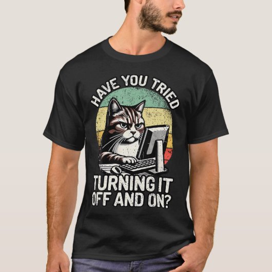 T-shirt Support technique Humour I Cat Tech Engineer I Com (Devant)
