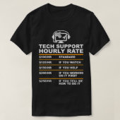 T-shirt Support technique Tarif horaire, Cadeaux Geeks inf (Design devant)