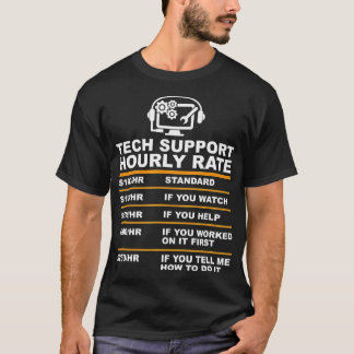 T-shirt Support technique Tarif horaire, Cadeaux Geeks inf