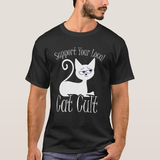 T-shirt Support Your Local Cat Cult  Occult Cat Meeting Sa (Devant)