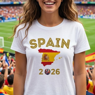 T-shirt Supporter de football espagnol Carte rétro dorée D