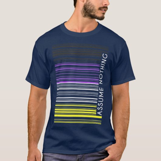 T-shirt Supposons Rien Drapeau Non-binaire Code Barre Enby (Devant)