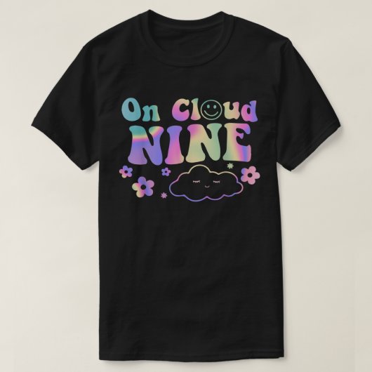 T-shirt Sur Cloud Neuf Fleur Joyeux 9e anniversaire 9 ans  (Design devant)