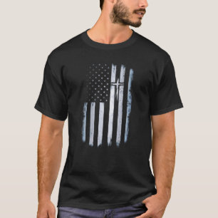 T-shirt Sur le dos American Flag Cross US Christian Patrio
