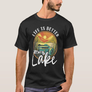 T-shirt Sur Le Lac Voyage D'Été Retro Bateau Pêche 1