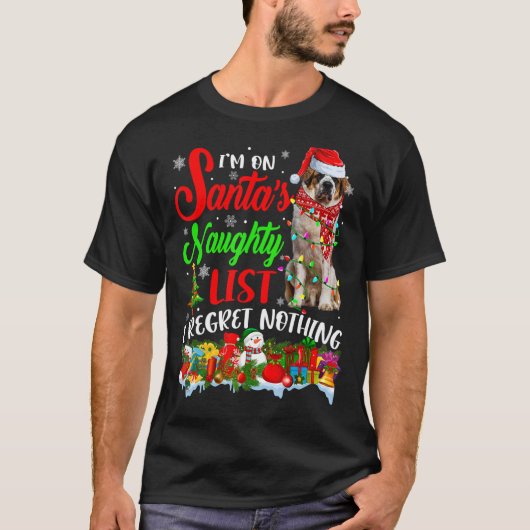 T-shirt Sur Père Noël Naughty List Xmas Bernard (Devant)