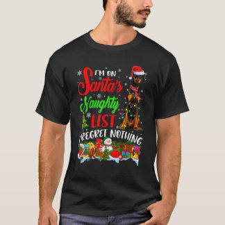 T-shirt Sur Père Noël Naughty List Xmas Doberman