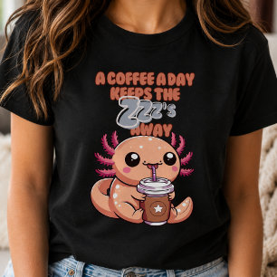 T-shirt Surdose de cuteness : bébé axolotl sirotant du caf
