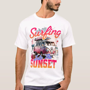 T-shirt Surf Au Coucher Du Soleil