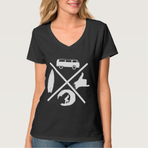 T-shirt Surf Bus Hang Loose Wave Surfboard Surfer X Des
