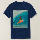 T-shirt Surf Cat Kitty Riding a Wave with Pizza Surf Boa (Design devant)
