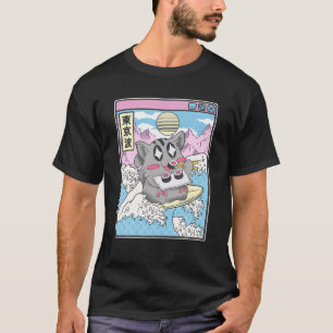 T-shirt Surf Chat Manger Sushi Japonais Vaporwave K