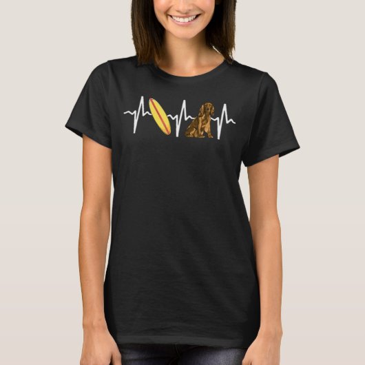 T-shirt Surf Cocker Spaniel Heartbeat Chig (Devant)