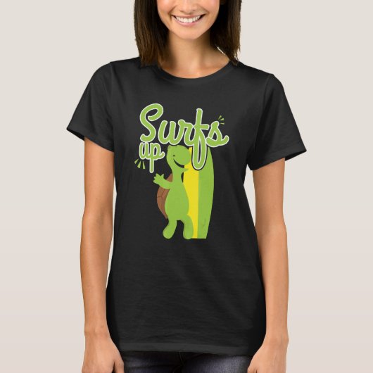 T-shirt Surf Cool Turtle Surfant Océan Nature (Devant)