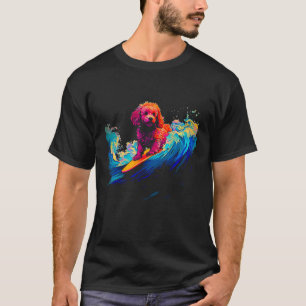 T-shirt Surf de chien de caniche de surf de surf
