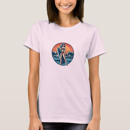T-shirt Surf de plage fille (Devant)