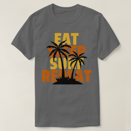 T-shirt Surf de sommeil Répéter les palmiers (Design devant)