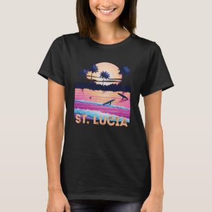 T-shirt Surf de souvenirs Retro St Lucia Caraïbes