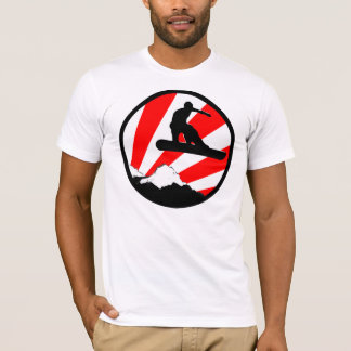 T-shirt surf des neiges. rayons rouges. montagne